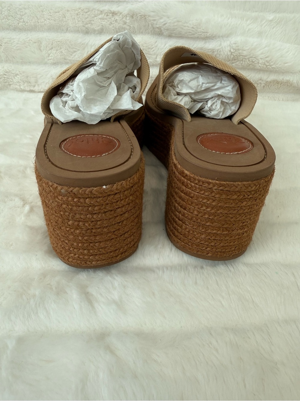 Women’s Chloe Beige Double-Strap Logo Slide Sandals - Picture 3 of 8